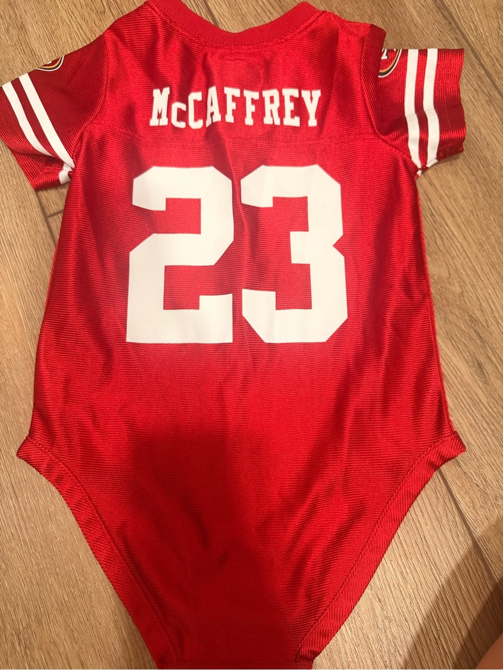 Kids Red One-Piece Bodysuit with Number 23 McCafferty Niners 0585